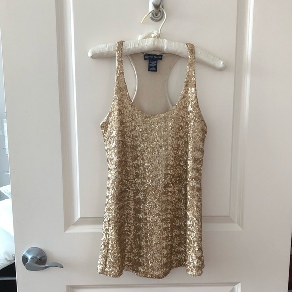 Boston Proper Gold Sequined Top Size XS - Picture 2 of 14